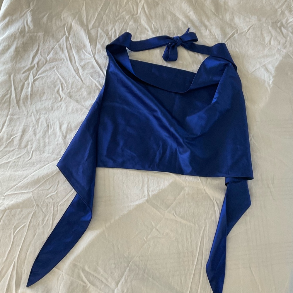 Cider Royal Blue Halter Tie-Back Crop Top